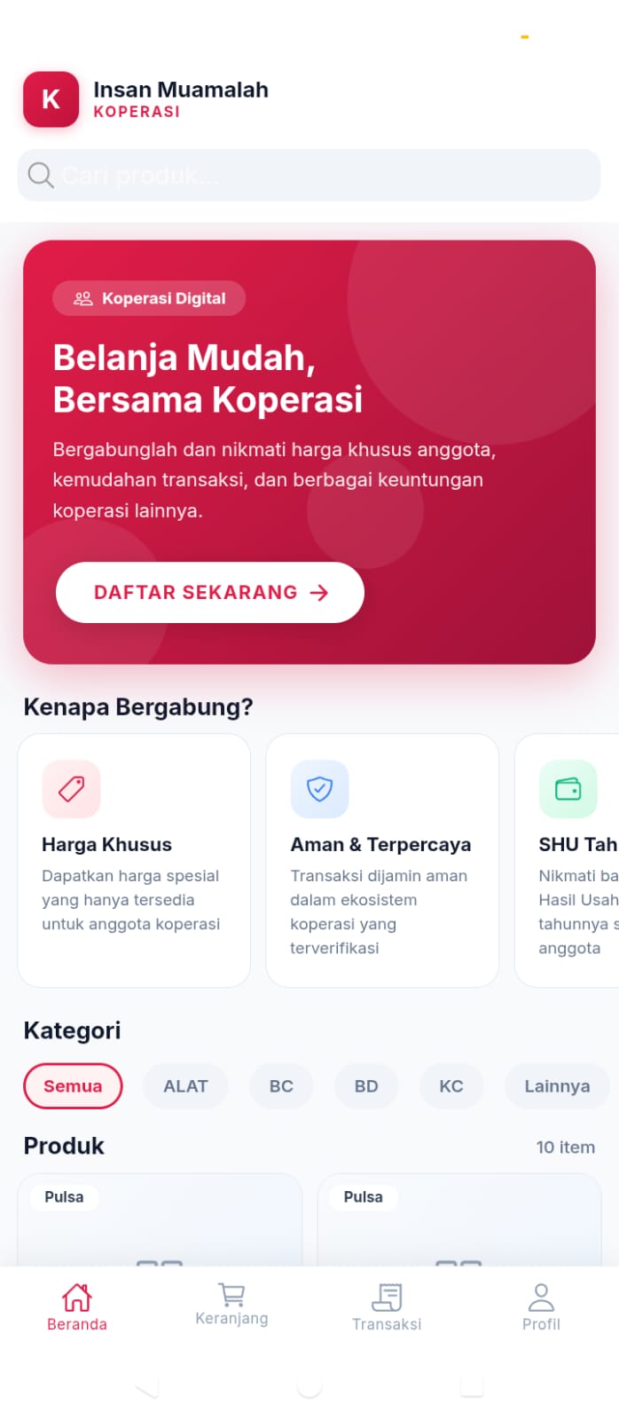 Screenshot Aplikasi Marketplace KDMP
